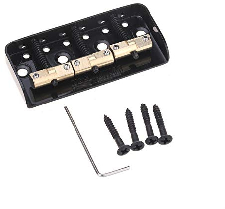 Wilkinson WTBS Short 3-Selletas Compensadas de Latón Telecaster Puente para Humbucker Tele Style o Guitarra Eléctrica Vintage, Negro