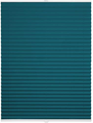 ondeco Plissee ohne Bohren mit Klemmträger, Sonnenschutz für Fenster innen, Jalousien Fenster ohne Bohren Blickdicht, Faltrollo Sichtschutz für Tür Fensterrahmen, Rollo Petrol 50x130 cm