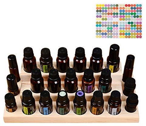 Holzsammlung Espositore per Olio Essenziale, Smalto di Unghie Rastrelliera Supporto Scatola di Esposizione per Cosmetici, 23 Slots Organizzatore di Stoccaggio in ‎Legno per Viaggio, Camera da Letto