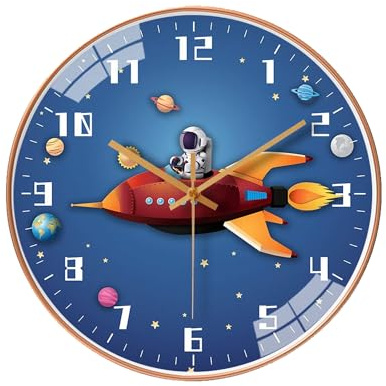KSYOU Space Silent Creative Wall Clock, Silent time Operated for for Office, Classroom, Bedroom, Bathroom, Living Room, Restaurant, Hotel,Children's Room，Kitchen(30 cm/ 12)