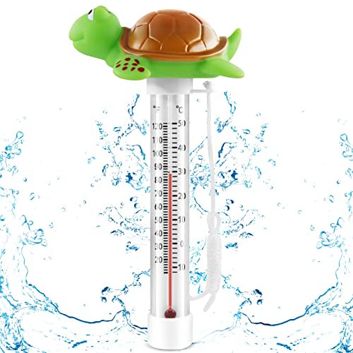 Schwimmendes Wasserthermometer für Schwimmbad und Teich - Bruchsicheres Pool Thermometer mit Schnur