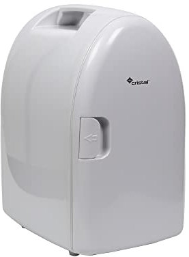 Cristal MNBX6 Compact Mini Cooler Fridge 6 Litre, 8 Can Portable AC+DC Power For Bedrooms, Cars, Offices; Skincare, Makeup, Cosmetics, Food (White)