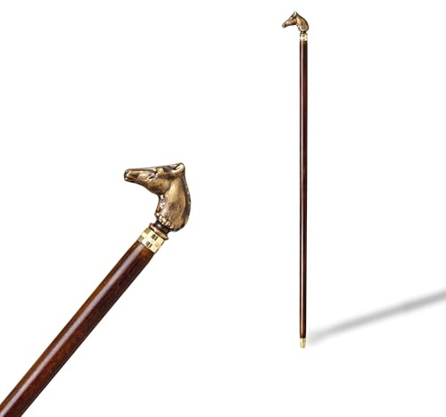 Bastón colección Cabeza de Caballo Bronce, Palo de Madera Haya y Puntera Dorada (701)