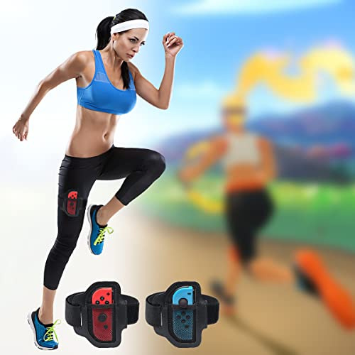 2 stycken Benband Kompatibel med Nintendo Switch Sports Play Soccer/Ring Fit Adventure Game, Justerbar Klibbig rem för OLED/Switch för vuxna