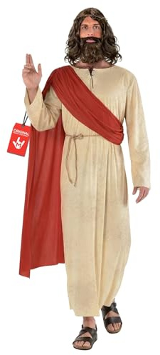 Morph Deguisement Jesus Homme, Costume Biblique Halloween Homme | Chapeau, Veste, Pantalon & Gant, Allure Biblique, À Enfiler, Parfait pour Halloween, Idéal pour se Déguiser