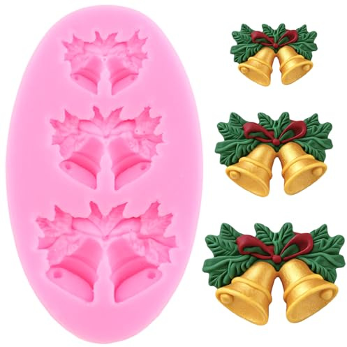 XMOLDNMS Christmas Silicone Molds Christmas Bells Chocolate Candy Molds For Cake Decorating Cupcake Topper Candy Chocolate Gum Paste Polymer Clay