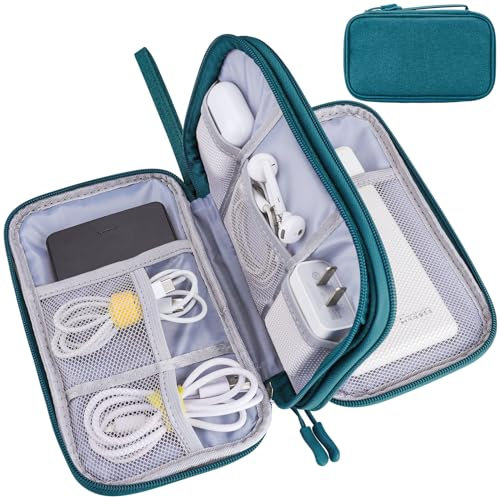 Teskyer Kabeltasche Organizer, wasserdichte, Urlaub Must Haves, Multifunktional Reise Zubehör, Travel Essentials, für Ladegerät, Powerbank, Dunkelgrün