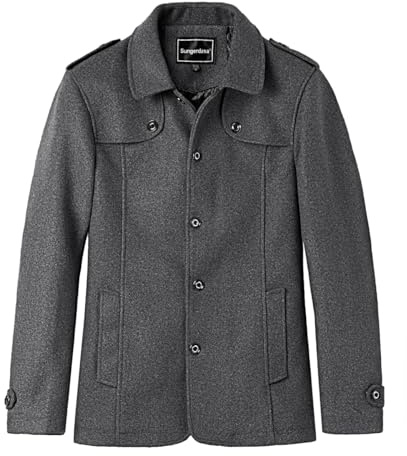 Sungerdasa Cappotto da Uomo in Lana Corto Trench Cappotti Giacche Elegante Trincea Cappotto Invernale Business Calda Invernale Coat in Caldo Imbottito Foderato