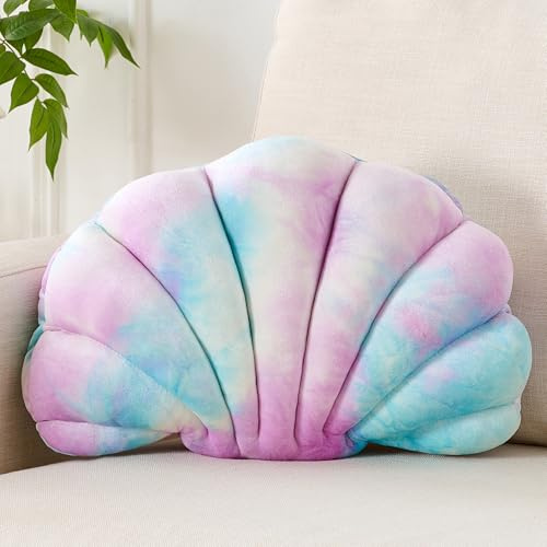 XIAIJIA Dekorativ kudde i snäckform, 3D-inlägg, strandkudde i mjuk sammet, havsinspirerad dekoration för soffa eller säng, kuddfodral (lila, 35 x 28 cm)