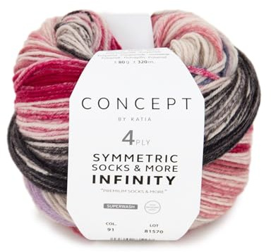 Katia Concept Symmetric Socks & More Infinity 4ply, lana per calze con gradiente, 4 fili, 75% lana (lana merino mulesing), 25% poliammide (91)