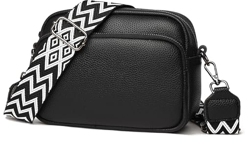 Kommodum - Borsa Donna Tracolla in Ecopelle Pelle PU morbido Borsetta con Tracolla Intrecciata regolabile e rimovibile Crossbody bag km29 (NERO)