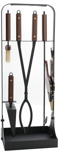 Onlyfire 6-Piece Premium Fireside Companion Set | Fireplace Tool Kit with Bellows, Shovel, Brush, Tongs, Poker & Stand for Wood Burners, Stoves, Fire Pits & Open Fires