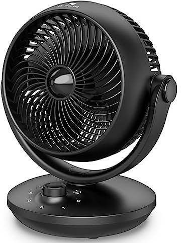 DR.PREPARE Fan for Bedroom, Small Desk Air Circulator Fan, 70° Auto-Oscillating Vortex Fans, Quiet Cooling, 3 Speeds, 100° Adjustable Tilt, Portable for Rooms, Office