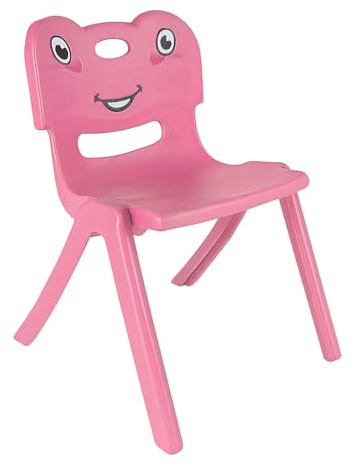Muddy Hands Kids Plastic Chair with Smiley Face - Child Sized Nursery Chair for Toddlers & Preschool – Lightweight & Durable – 33cm x 30cm x 52cm – Ideal for Playroom, Classroom or Bedroom (Pink)