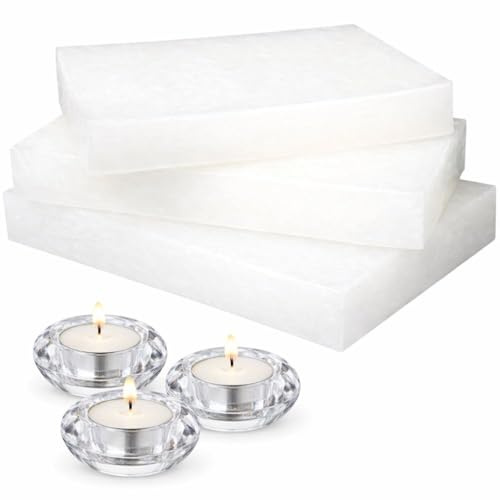 BEAUTIONA Cire de paraffine en plaques de 1 kg - Cire de bougie hydro-affinée - Blanc - Sans odeur - Idéal pour le moulage de bougies, le bricolage et les travaux manuels