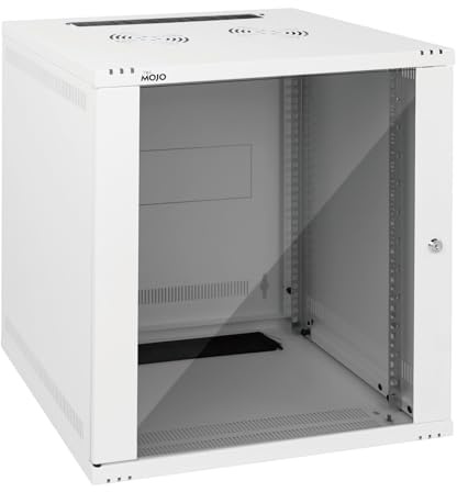 Tecmojo 19 tum 12U 400mm djup Väggmonteringsserverskåp, Nätverksskåp, 19 IT-Nätverksrackhölje, Låsbar Glasdörr, Platt Förpackning, Vit