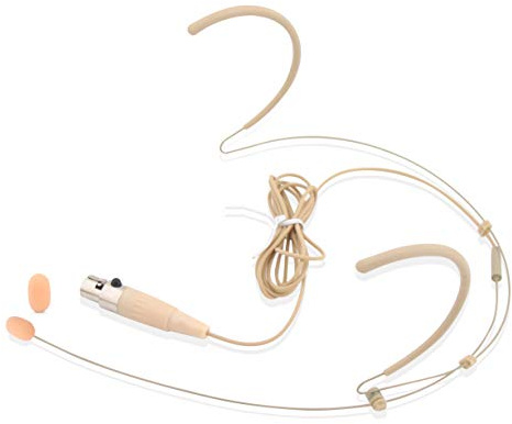 Pyle Cuffie Microfono Sovrauricolari Professionali con Microfono ad Archetto Colore Carne, Omnidirezionale Cablato, Condensatore, Cavo 1,2 m Mini XLR 4 Poli e Antivento Incluso