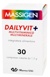 Massigen DailyVIT - Multivitaminico, Integratore con 13 Vitamine e 9 Minerali Essenziali, Supporto Energetico e Immunitario, per il Benessere Fisico e Mentale, 30 Compresse da 1.2 g.