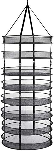 Rg512 Filet de Séchage Suspendu Pliable 8 Étage en Maille 8 Couches Panier de Séchage Grand Porte-Sèche Filet de Rangement Tente Herbe Bud Plant Sécher Diamètre 60cm