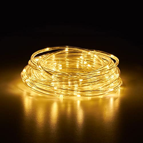 NCC-Licht LED Lichterschlauch Lichterkette 10m mit 100 LEDs IP44 innen & außen warmweiß 3000K mit Netzteil