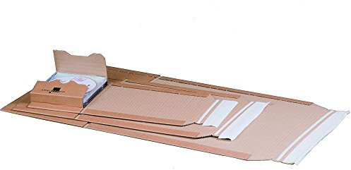 karton-billiger | Universalverpackung Buchverpackung Wickelverpackung Buch Verpackung selbstklebend Aufreißfaden Wellpappe braun | 11 versch. Größen (A5-217 x 155 x 60mm, 100)