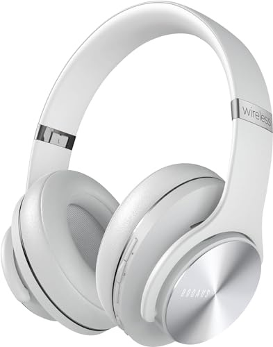 DOQAUS Bluetooth-Hörlurar Over Ear, 90 Timmars Speltid, BT5.3 Trådlösa Hörlurar Med Mikrofon, 3 EQ-Lägen, Vikbara Hörlurar Med HiFi Stereo Bass-Ljud, För PC Och Mobiltelefon(Light Grey)