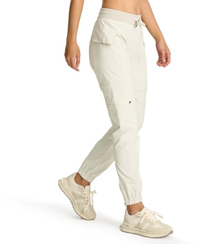 smawell Women's Convertible Hiking Pants Lightweight Quick Dry Joggers Athletic Outdoor Pants Khaki L