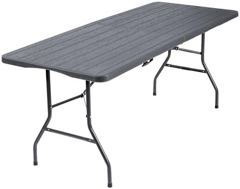 Tavolo Moderno Pieghevole Interno Esterno Richiudibile Struttura In Acciaio Per Feste Giardino Campeggio Vacanze Lunghezza 180 Cm Tavolino Pic Nic Esterno Salvaspazio Camping Terrazzo - Antracite