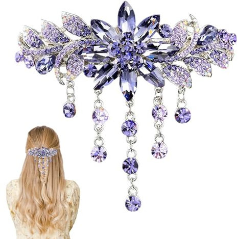 Umimiss Purple Hair Accessories - Butterfly Hair Clips, Vintage Jewelry Crystal Clips Hairpins,Sparkling Hairpin Accessories with Floral Design,Violet Clip for Wedding Brides Bridesmaid Bridal Shower