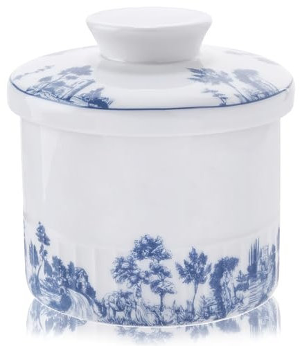 200ml Mantequillera, Mantequillera Francesa con Tapa, Mantequera Crock con Línea de Nivel de Agua, Mantequillera de Cerámica para Untar Mantequilla, Apta para Lavavajillas