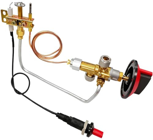 MCAMPAS LP Gas Safety Valve with Pilot Burner.Thermocouple.Piezo Igniter DIY Kit Assembly for Pizza Oven,Fireplace.Range Oven