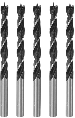 sourcing map 5pcs Brad Point Drill Bits 6.5mm(16/64) Dia Straight Steel Round Shank Drill Metric Brad Point 2.6 Drilling Depth Spiral Twist Drill Bits for Carpenter Woodworking Plastic Rubber