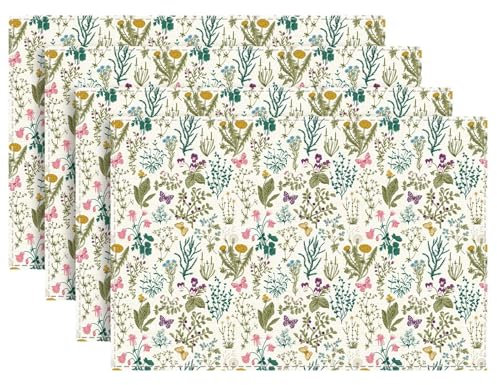 Xvilmaun Children's Placemats for Dining Table, Baby Placemats for Restaurants, 4 x Toddler Placemats with Cute Animal Print, Heat Resistant Placemats, Non-Slip, Baby Dining Mat for Home