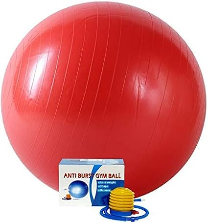 1x Gym Ball Fitness 75CM Exercise Yoga Pregnancy Anti-Burst & Extra Thick, Swiss Ball with Quick Pump, Birthing Ball for Yoga, Pilates, Fitness, Pregnancy & Labour (Red)