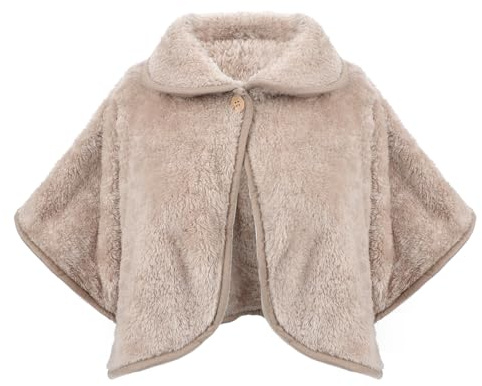 RUIXIA Poncho Chaud pour Femme Cape Courte en Peluche Femme Châle Polaire Hiver avec Boutons Couverture Chaude Cape Châle D'épaule pour Maison Bureau