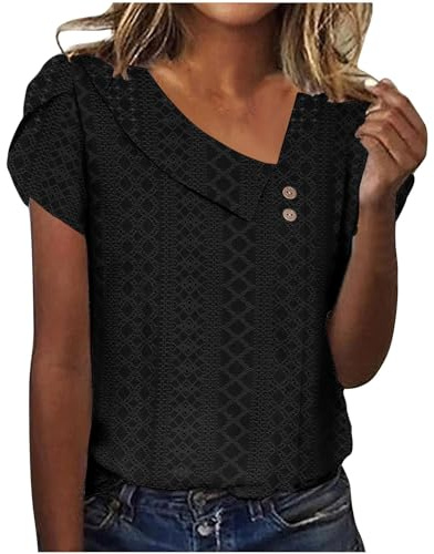 Cocila Camicie Estive da Donna A Maniche Corte con Scollo V Camicette Bottoni per Uscire Eleganti Casual 2025 Vestiti alla Camicia Tartan Flanella Camicia Lino Oversize in Lino