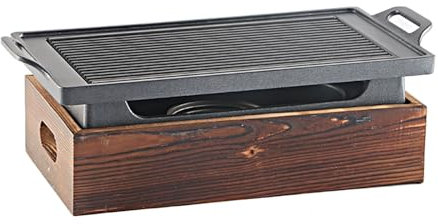 Parrilla Coreana Japonesa Parrilla PortáTil Sin Humo Con Base De Madera Y Bandeja Para Alcohol Para Camping En Interiores Y Exteriores,32 * 21cm