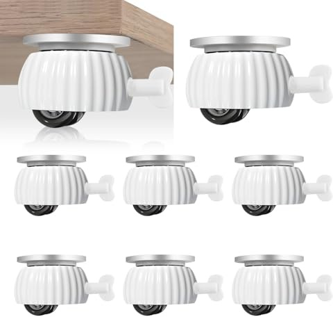 Double Bearing Support, Silent Universal Casters, 8 Pack, 100 Capacity Each, Appliance Casters with Brake, Drill-Free, Abs+Pom Material