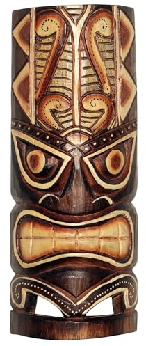 Wogeka - Maschera in legno Tiki da 30 cm – Realizzato a mano in legno come idea regalo per decorazione, intaglio di Bali, Nuova Zelanda Maori Mask 86.30