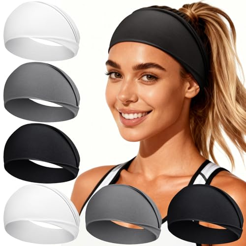 Loiluliy Headbands for Women's Hair, 6 Pcs Elastic Hair Bands Thick Head Bands - Wide, Soft and Non-Slip Unisex Hair Accessories for Sports, Gym, Running, Yoga, Makeup and Everyday Fashion