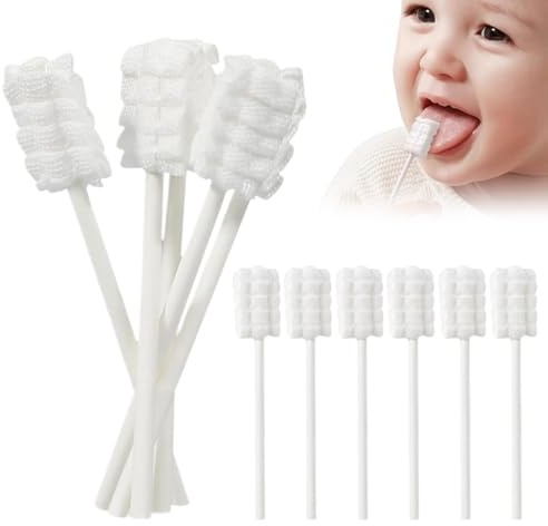 30Pcs Brosse Langue, Brosses à Dents Jetables Stérilisées pour Enfants et Nourrissons, Nettoyage Buccal Absorbant en Gaze pour Bébé, Nettoyeur de Langue Jetable, pour Nourrissons de 0 à 36 Mois