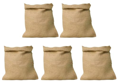 Jutesäckar 5-Pack 40 x 60 cm Återanvändbar Organiserare | Jutesäckar För Växter För Lök, Frukt, Växter, Trädgård, Bakgård, Jord, Sand, Odling, Plantering, Skörd, Förvaring, Lantbruk