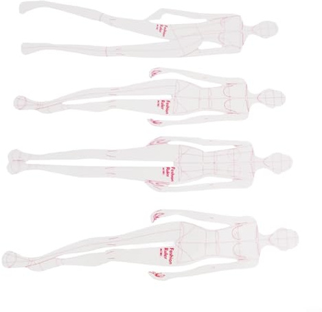 Ensemble de règles d'illustration tendance pour la conception de vêtements et les projets de couture avec modèle en plastique transparent pour les tailleurs et les créateurs de patrons pour dessiner