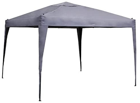 Tonnelle de jardin pliable 3x3m - en ALUMINIUM traité époxy qualité LUXE - se monte et se démonte en quelques minutes - Coloris GRIS Ardoise