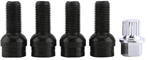 Tornillos Seguridad llantas Juego de Bloqueo de Pernos de Rueda Negros de Repuesto Cinturilla de Bola 4+1 Pernos de Rueda y Tuercas con llave para MK4 B5 1998-2005 8D0601139F