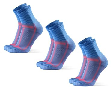 DANISH ENDURANCE Quarter Laufsocken, Knöchelhohe Sportsocken, Atmungsaktive Socken, Damen & Herren, 3 Paar, Blau, 39-42