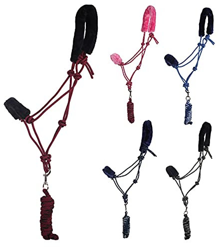 NETPROSHOP Set Knotenhalfter mit Fellimitat-Polsterung und Führstrick, Gr. Shetty-Full, Groesse:Shetty, Farbe:Tetris