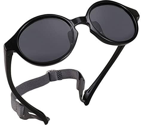 Lunettes de Soleil Polarisées avc Bande pour Bébé Garçons et Filles 0 à 3 ans, Enfants Nourrisson Chic Lunettes de Soleil Incassables UV400 Protection Verre Léger Flexible Cadre Lunettes de Soleil