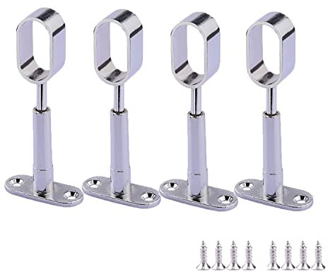 4 Stück Stangenhalterung Edelstahl Verstellbare Schrankrohrhalter Gardinenstangenhalter Hängestangen Flansch Rohr Kleiderstange Pole Auflageträger Für Kleiderschrank