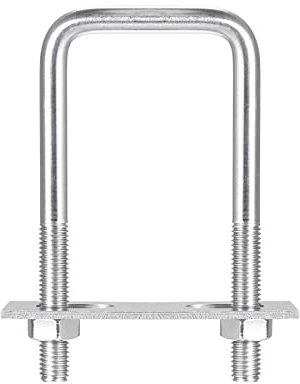 sourcing map Pernos cuadrados en U, 2 juegos de 52 mm de ancho interior, 120 mm de largo, M10 304 de acero inoxidable con tuercas y placas, para remolque de barco